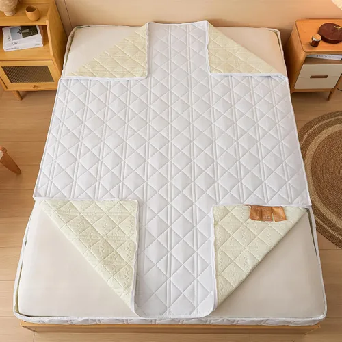 Vista 6 de Funda para colchón tamaño Queen con cremallera completa, suave funda de bolsillo profundo de 6 lados, lavable a máquina, se adapta a colchón de 12