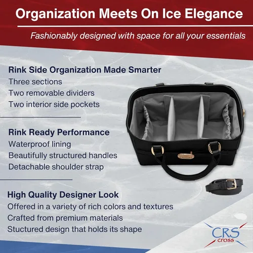Vista 4 de CRS Cross Rink Side Tote. Ice Skating Accessory Bag-Figure Skating, Roller, Inline Skaters, Dance, Cheer.Organizes Guards Water Bottle Phone