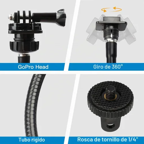 Vista 5 de Pipishell Soporte de cámara web de 25 pulgadas, abrazadera de montaje de escritorio flexible con cuello de cisne para cámara web Logitech C960 C930e
