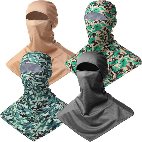 Vista 10 de Pasamontañas de 4 piezas para cubrir la cara, pasamontañas de verano, protección solar, cubierta de cuello largo para hombres y mujeres