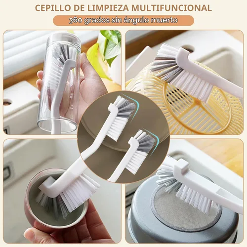 Vista 4 de JIURUN Cepillo de limpieza de hendiduras de cerdas duras, juego de cepillos de limpieza multifuncionales, cepillo limpiador de lechada, cepillos