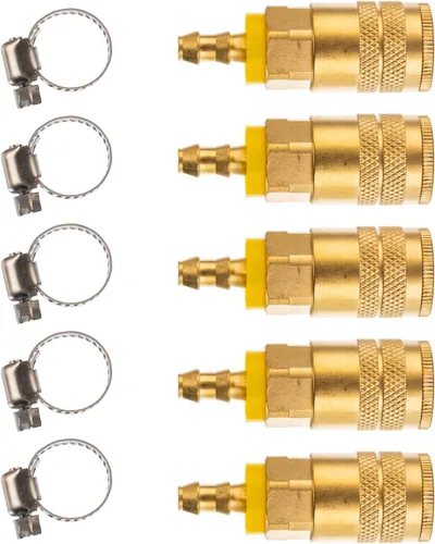 Vista 2 de Acoplamiento de Aire Industrial, Púa de Manguera de 1/4", Acoplador de Aire de Conexión Rápida de Flujo Básico de 1/4", Presión de Entrada Máxima