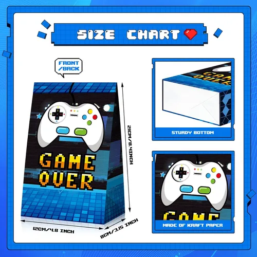 Vista 2 de Pajean 24 bolsas de regalo para videojuegos, suministros de fiesta de videojuegos, recuerdos de fiesta para jugadores, bolsas de golosinas con 30