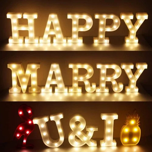 Vista 7 de anso Letras LED del alfabeto con números iluminados, letras de plástico blanco, decoración de pie de la A a la Z 0 ~ 9 (rosa corazón)