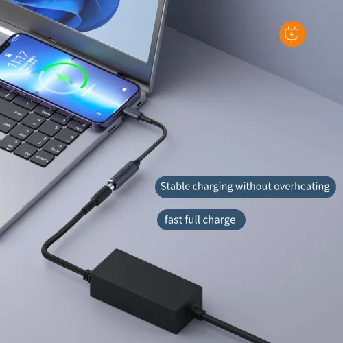 Vista 8 de DC 0.291 in x 0.197 in entrada hembra a USB C PD macho cable de carga de alimentación, 100 W DC7450 a USB tipo C PD salida 5V/9V/20V cable con chip