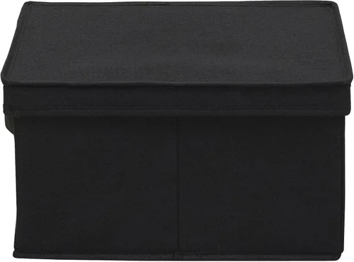 Vista 7 de Household Essentials Caja de almacenamiento grande de tela con tapa, color negro, juego de 2