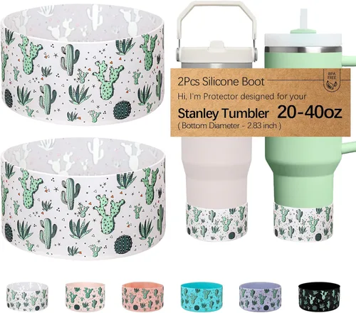 Vista 20 de WK IEASON 2 Piezas Protector de Base Tipo Bota para Vaso Stanley Quencher Adventure 40oz y Stanley IceFlow 20oz 30oz y Compatible con Botella de 3D