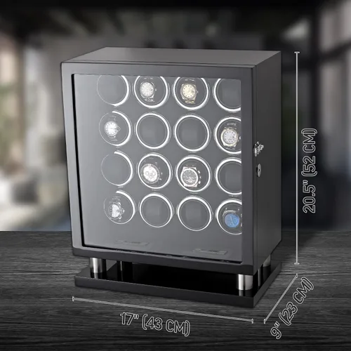 Vista 7 de Enrollador de reloj para 16 relojes automáticos con retroiluminación LED y control de pantalla táctil LCD