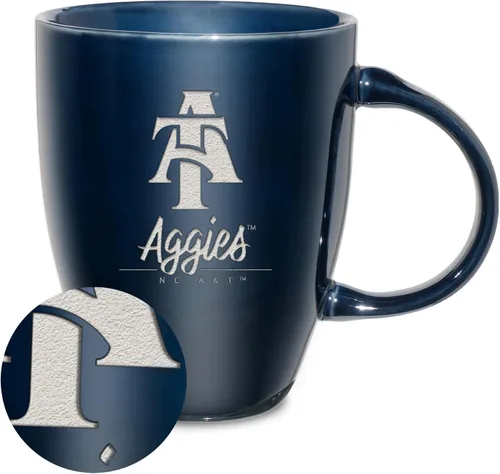 Vista 102 de Rico Industries - Taza de lustre cerámico con grabado láser de la NCAA de 18oz - Café-Té