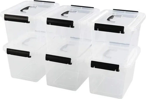 Vista 7 de Caja de almacenamiento de 5 cuartos de galón con tapa, 6 paquetes de contenedores pequeños de plástico con asas