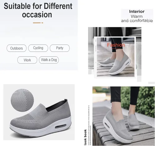 Vista 5 de Zapatos deportivos ortopédicos antideslizantes para mujer, zapatos deportivos de cuña para verano, con amortiguación de aire, de malla transpirable