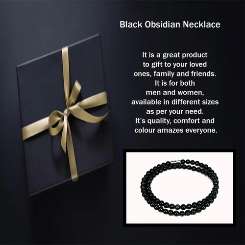 Vista 7 de Collar de cristal de obsidiana negra hecho a mano, collar de cuentas de piedras preciosas naturales auténticas, curación, protección, talismán mala