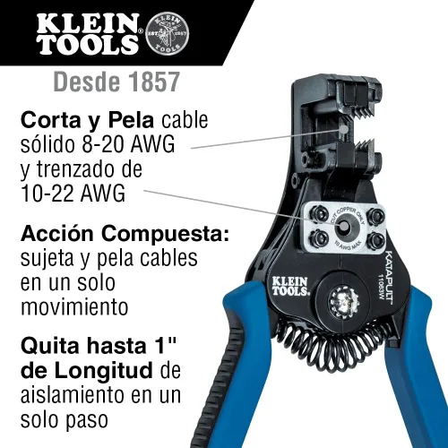 Vista 7 de Klein Tools 80013 Kit de herramientas de cableado con pelacables automático y crimpadora de trinquete, gran kit de herramientas eléctricas, 2 piezas