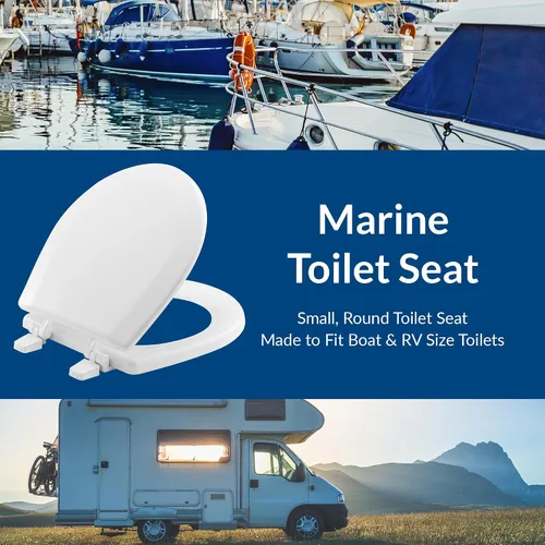 Vista 3 de BEMIS TC50TTA MARINE - Asiento de inodoro pequeño hecho para barcos y caravanas, madera duradera, color blanco (paquete de 2)