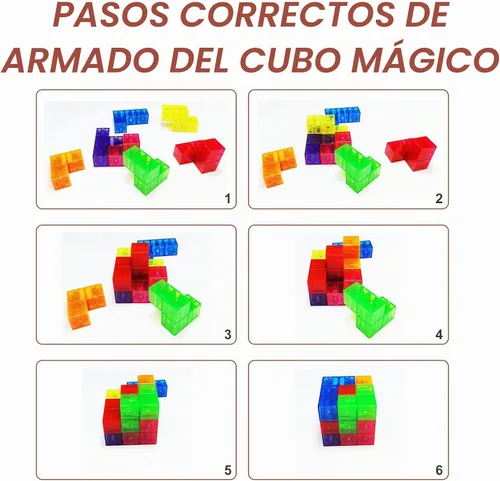Vista 8 de Bloques de construcción magnéticos, cubos magnéticos 3D, juego de 7 bloques magnéticos de múltiples formas con 54 tarjetas guía, juguetes educativos