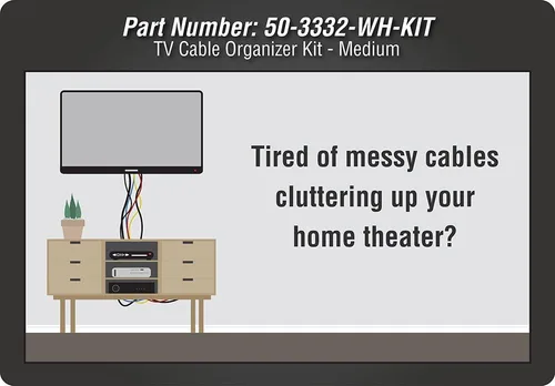 Vista 9 de DATA COMM Electronics 50-3332-WH-KIT - Kit organizador de cables de panel plano, placa de pared, oculta los cables de bajo voltaje detrás de TV