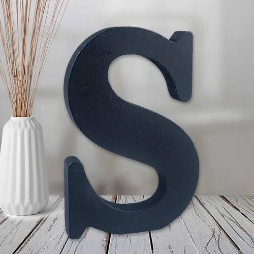 Vista 25 de AOCEAN Letras de madera negra de 6 pulgadas Letras de madera sin terminar para decoración de pared Letras decorativas de pie Rebanadas Tablero