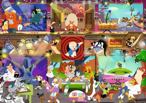 Vista 2 de Ravensburger Looney Tunes Studio - Rompecabezas de 1000 piezas para adultos