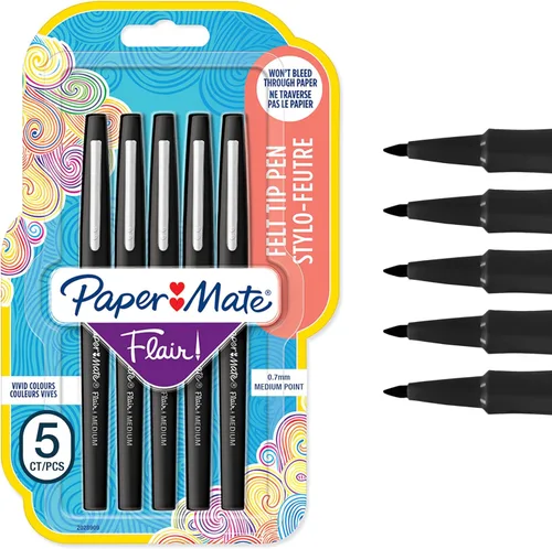 Vista 3 de Paper Mate Flair Original - Bolígrafo de punta de fieltro, tamaño mediano, varios colores estándar, paquete de 3