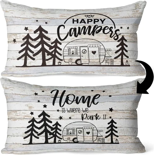 Vista 8 de (RB) SiuSue - Juego de 4 almohadas decorativas de cabaña, fundas de almohada rústicas de granja de 18 x 18 pulgadas, decoración de cabaña