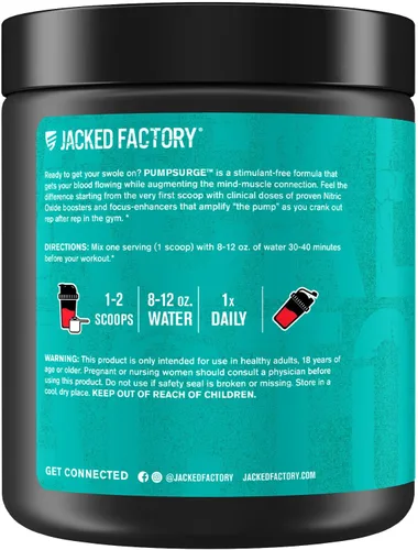 Vista 8 de Jacked Factory Pumpsurge - Preentrenamiento libre de cafeína para hombres y mujeres - Potenciador nootrópico y preentrenamiento sin estimulantes