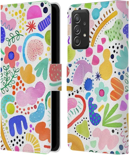 Vista 48 de Head Case Designs Officially Licensed Ninola Brushstrokes Black Summer Patterns Leather Wallet Case Compatible with Samsung Galaxy A07 4G