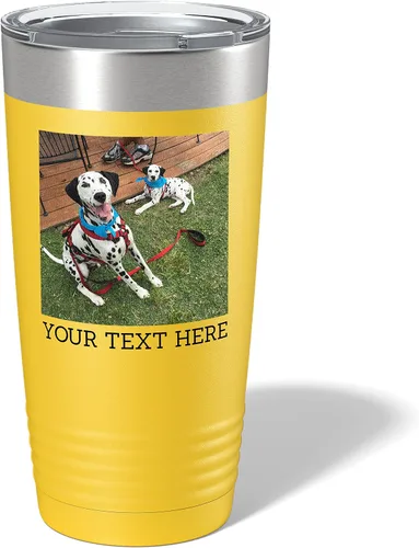 Vista 12 de Vaso personalizado de 20 onzas (17 colores) con foto impresa con aislamiento térmico de acero inoxidable recubierto de polvo con tapa, regalo