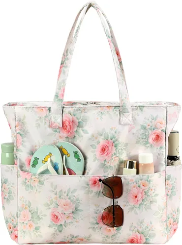 Vista 15 de Bluboon Bolsas de playa para mujer, bolsa grande impermeable con compartimento húmedo para piscina, fin de semana, viajes, gimnasio B Leopard
