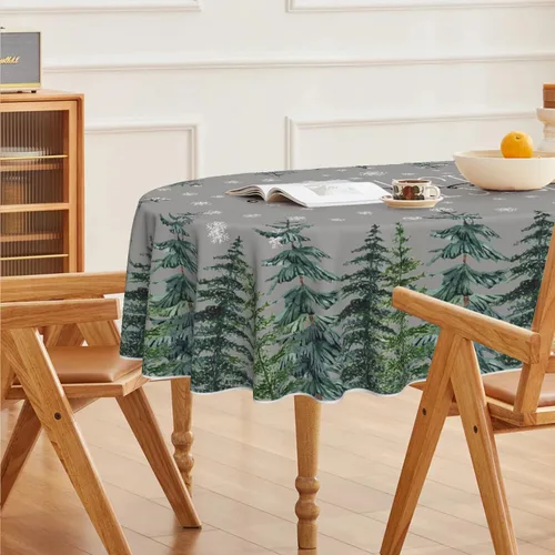 Vista 10 de Horaldaily Mantel de Navidad rectangular de 52 x 70 pulgadas con árboles de Beige