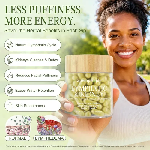 Vista 5 de GREENPEOPLE Drenaje linfático y suplementos renales - Cuchillas/Equinácea/Diente de león para limpieza y desintoxicación Equilibrio de líquidos