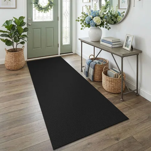 Vista 90 de EARTHALL Alfombra tejida de 2 x 3 pies, lavable para entrada, alfombra trenzada antideslizante, alfombra para puerta interior y exterior, alfombra