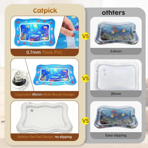 Vista 5 de Tapete de agua para gatos – Juguetes interactivos para gatos mejorados con PVC grueso de 0.028 in de grosor para refrigeración y calefacción, cama