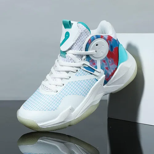 Vista 5 de DeoGinus Zapatos de baloncesto para niños, con amortiguación de aire, para niñas, zapatos de entrenamiento escolar, antideslizantes, para deportes