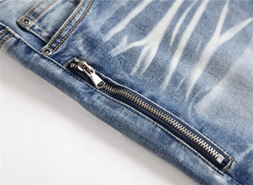 Vista 8 de AITITIA Jeans de corte recto lavado con cremallera para hombre