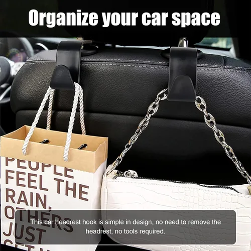 Vista 6 de Ziciner 4 ganchos para reposacabezas de asiento de automóvil, organizador de almacenamiento para asiento trasero, accesorios universales para Negro