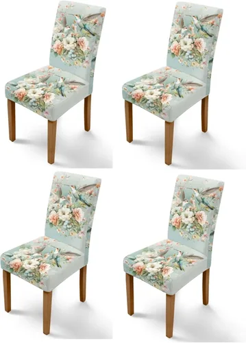 Vista 34 de HUGS IDEA Butterfly Dining Room Chair Covers Set of 2 Blue Marble Stretch Parsons Chair Slipcovers Washable Kitchen Chairs Protector Covers for
