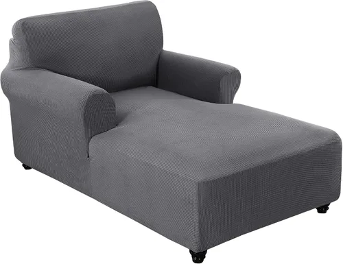 Vista 17 de FantasDecor Funda Elástica para Chaise Lounge Funda de Silla con Patrón de Celosía con Reposabrazos para Sala de Estar Dormitorio Doble Brazo Tela