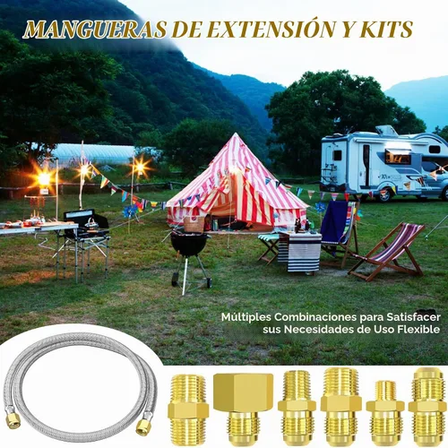 Vista 7 de MEFUN Extensión de manguera de propano trenzada de alta presión de 6 pies con acoplamiento de conversión de 3/8 pulgadas a 1/2 pulgadas NPT hembra