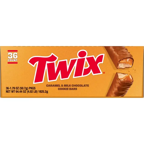 Vista 4 de TWIX Dulces de Chocolate a Granel Envueltos Individualmente, Tamaño Completo, Barra de Dulce de Chocolate con Galleta y Caramelo, Perfecta