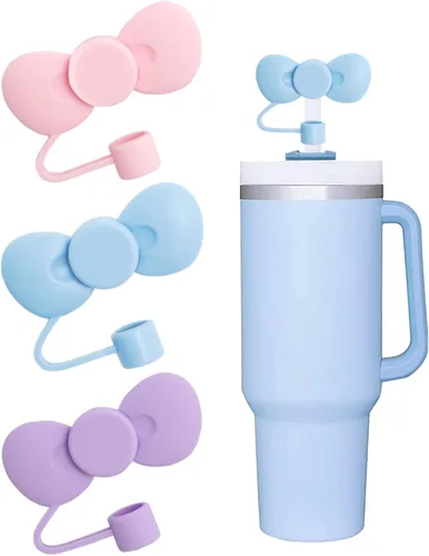 Vista 16 de Juego de 4 fundas de popote con diseño de estrella compatibles con vasos Stanley de 30 y 40 onzas, reutilizables, bonitas puntas de popote