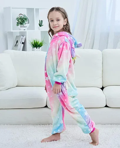 Vista 2 de Pijama unisex de unicornio de animal para niños, de una pieza, para niños, de dibujos animados, Halloween, cosplay, regalo