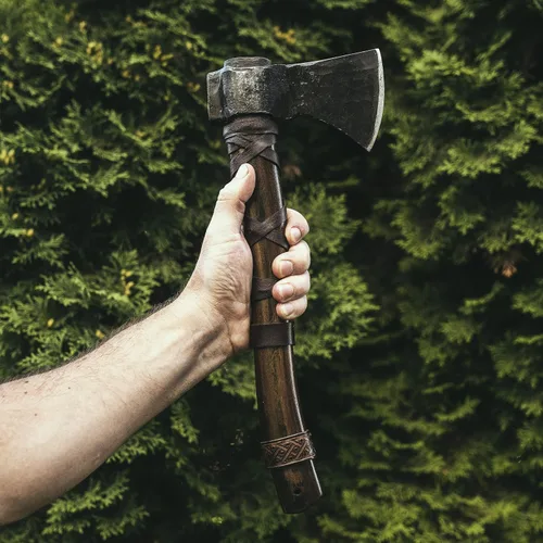 Vista 8 de Norse Tradesman Hacha de lanzamiento vikingo de 14 pulgadas, hacha nórdica totalmente afilada, cabeza de hacha de acero al carbono con punto de cruz