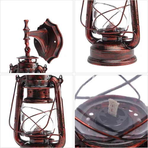 Vista 2 de Futchoy Lámpara de pared retro de latón, aplique industrial vintage con enchufe E27, 5 W máximo, lámpara de hierro y plástico resistente a