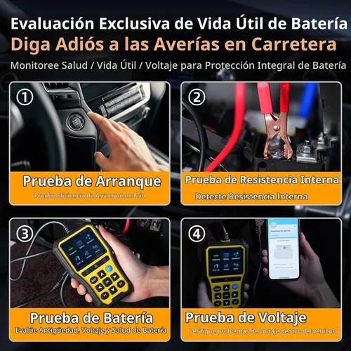 Vista 2 de Escáner OBD2 2 en 1 con probador de batería, lector de código de motor Elite 2025 y probador de batería de 12 V para AGM/EFB, analizador