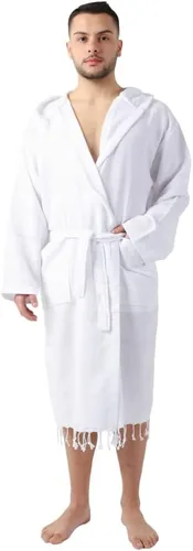 Vista 3 de SULTAN'S GEM Bata ligera de algodón con capucha para hombres y mujeres, bata de baño de algodón turco, bata unisex