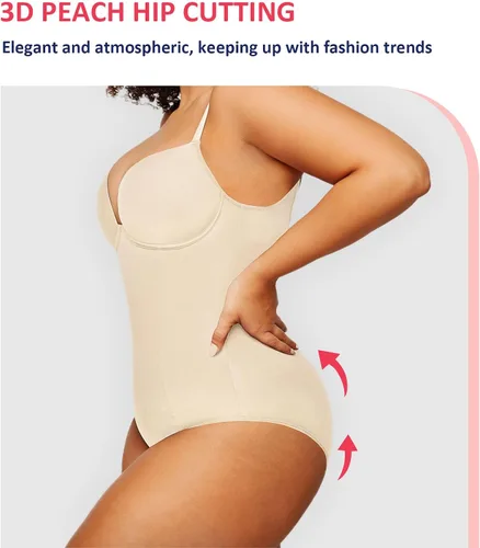 Vista 3 de FeelinGirl Body moldeador para mujer, sin espalda, sin tirantes, brasier integrado, talla grande, con control de abdomen