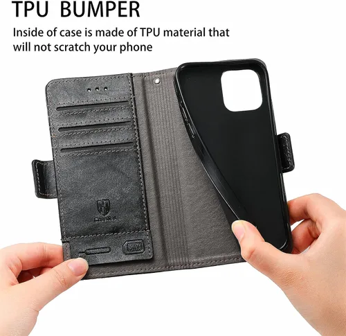 Vista 2 de bojioderf Funda compatible con Nothing Phone 1, compatible con Nothing Phone One (A063), cierre magnético, tarjetero/tarjetero, color negro