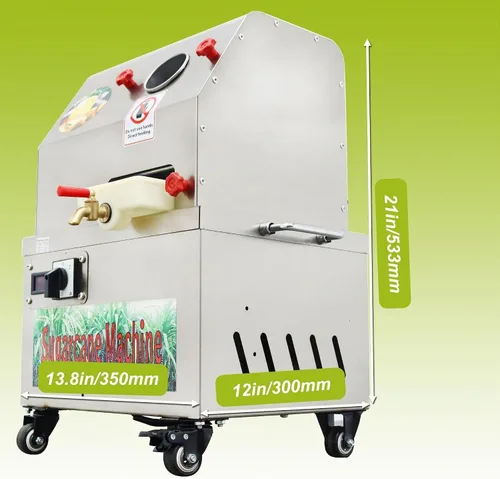 Vista 4 de Exprimidor eléctrico de caña de azúcar, exprimidor vertical de jugo de caña de azúcar, 3 rodillos de acero inoxidable, extractor de prensa de jugo