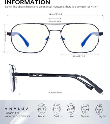 Vista 4 de ANYLUV Blue Light Glasses for Woman/Men, Blue Light Blocking Glasses Women Computer Gaming Glasses for Eye Protection