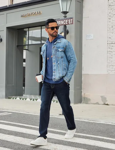 Vista 61 de COOFANDY Sudadera con capucha para hombre, casual, de manga larga, con cordón, de punto gofre, ajustada